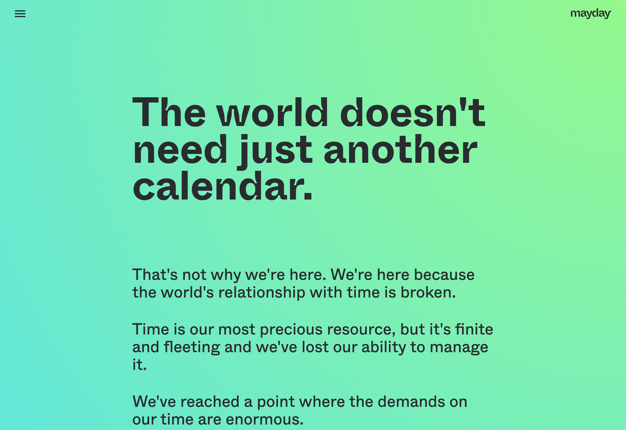 A screenshot of mayday's about page