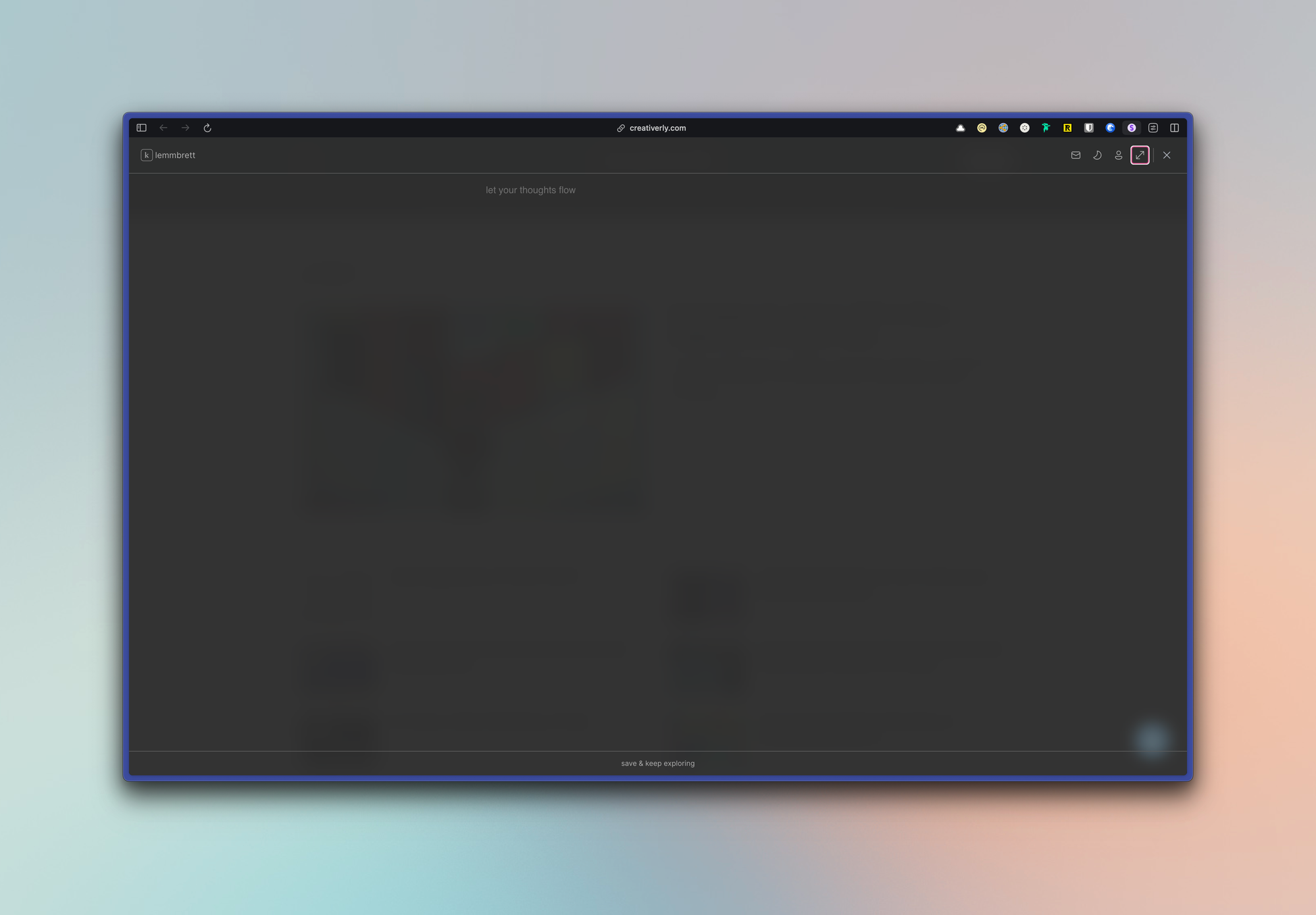 klemmbrett chrome extension fully expanded, overlaying the whole browser window